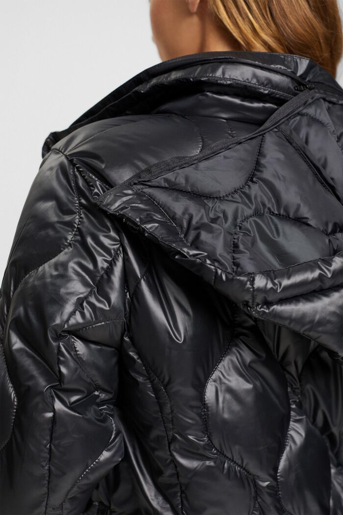 Prošívaná péřová bunda s kapucí, BLACK, detail image number 2