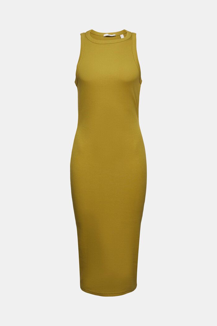 Midi šaty s žebrovým vzhledem, OLIVE, detail image number 5