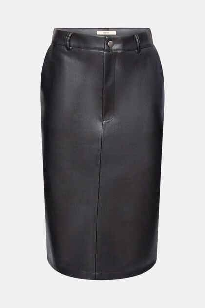 Midi sukně z imitace kůže, BLACK, overview