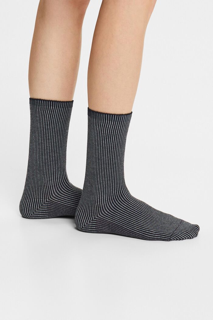 2 páry ponožek z hrubé pruhované pleteniny, BLACK, detail image number 1
