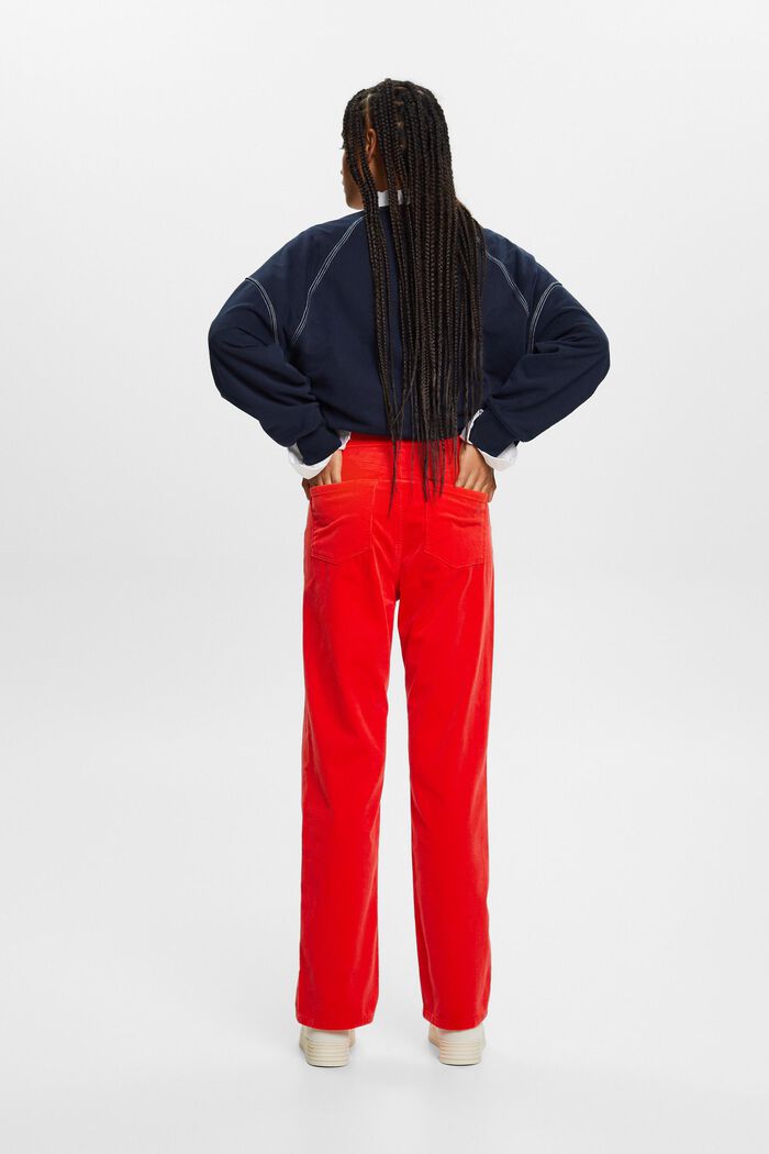 Manšestrové kalhoty s rovným straight střihem a vysokým pasem, RED, detail image number 3