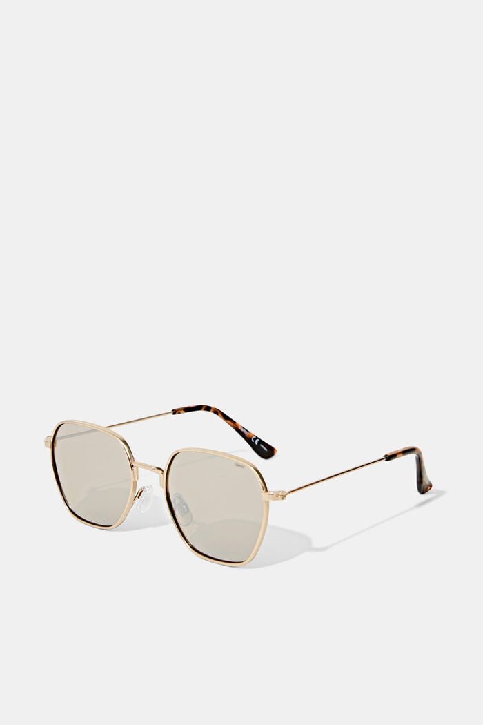 Hranaté sluneční brýle s kovovými obroučkami, GOLD, overview