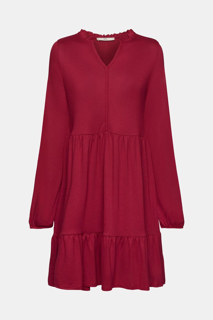 Mini šaty, stupňovité volány, LENZING™ ECOVERO™, CHERRY RED, detail image number 6