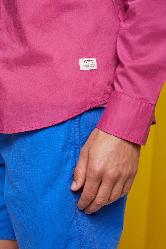 Jednobarevná košile, dlouhý rukáv, 100% bavlna, DARK PINK, detail image number 2