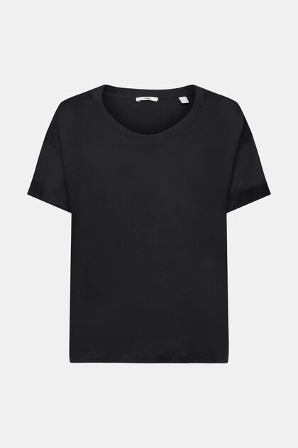 Tričko s ohrnovacími rukávy, BLACK, overview