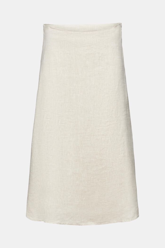 Midi sukně z nebarveného lnu, BEIGE, detail image number 7