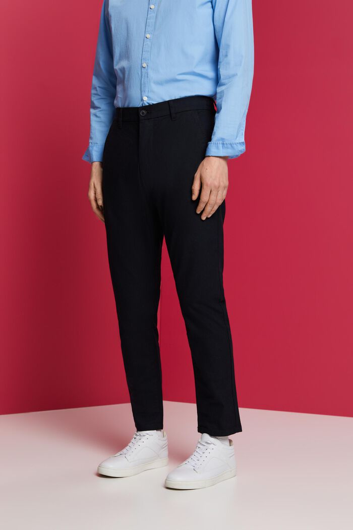 Chino kalhoty, počesaná tkanina, NAVY, detail image number 0