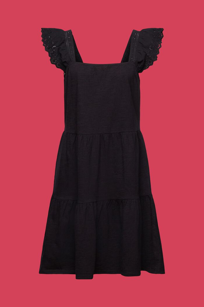 Žerzejové šaty s vyšívanými krajkovými rukávy, BLACK, detail image number 6