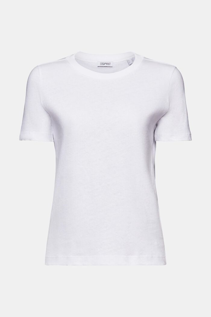 Tričko ze směsi bavlny a lnu, WHITE, detail image number 6