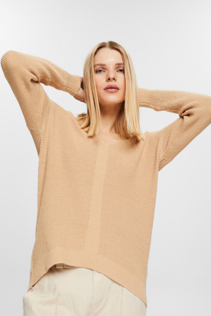 Pletený pulovr se špičatým výstřihem