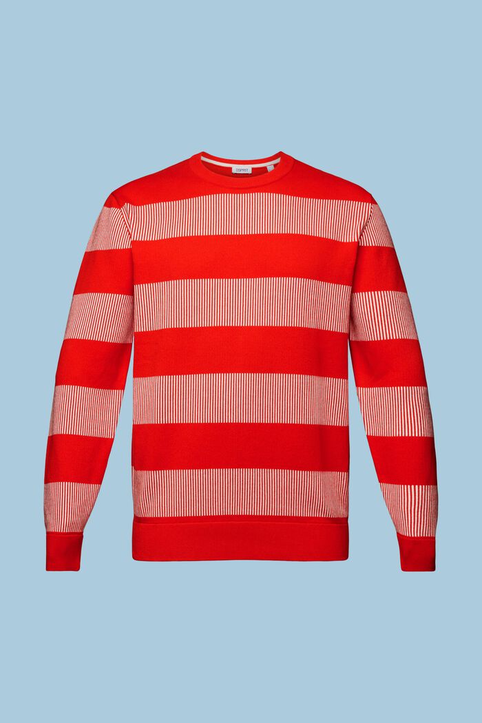 Pruhovaný pulovr z žebrové pleteniny, RED, detail image number 6