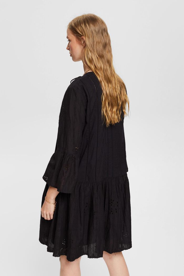 Šaty s dírkovanou krajkou a výšivkou, BLACK, detail image number 2