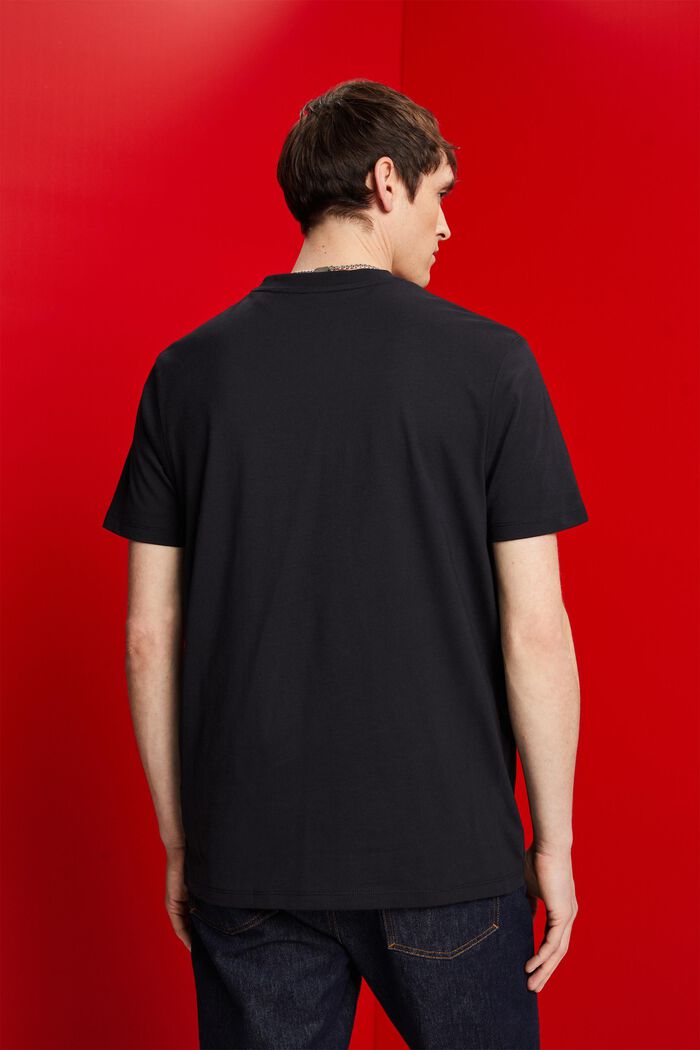 Tričko se špičatým výstřihem, z bavlny pima, BLACK, detail image number 3