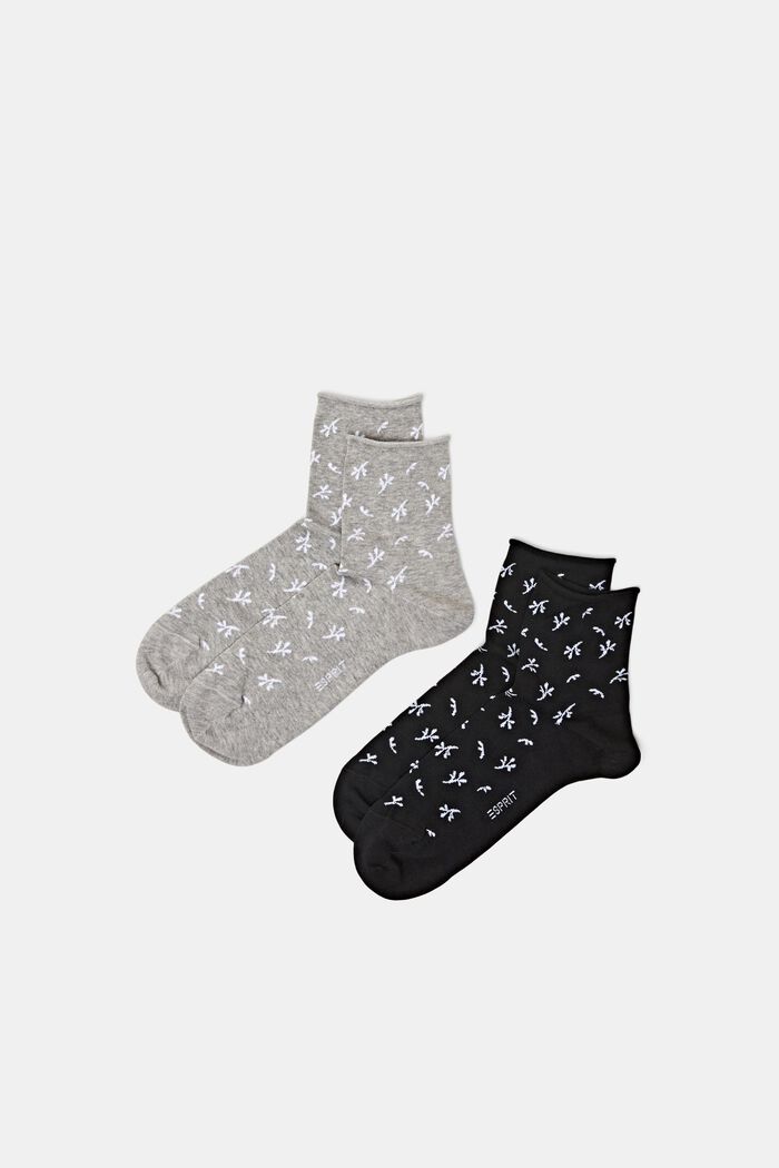 Bavlněné ponožky s potiskem, 2 páry v balení, GREY/BLACK, detail image number 0