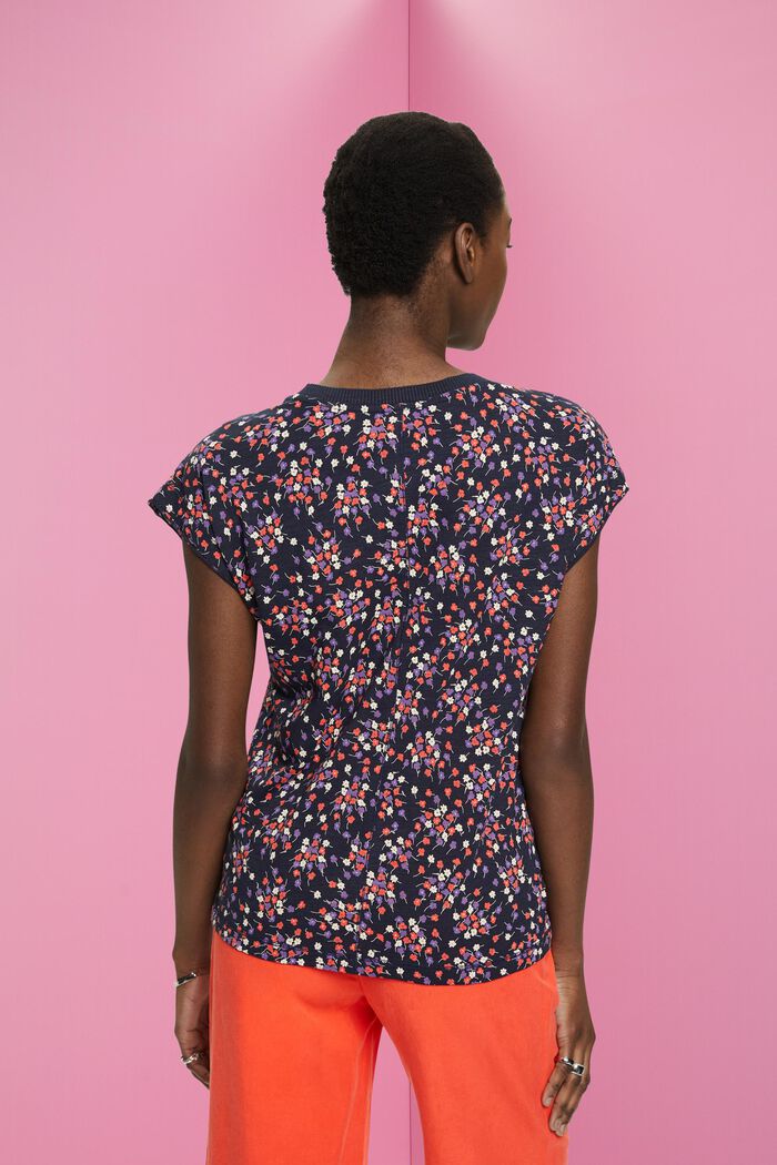 Tričko bez rukávů s květovaným vzorem po celé ploše, NAVY, detail image number 3