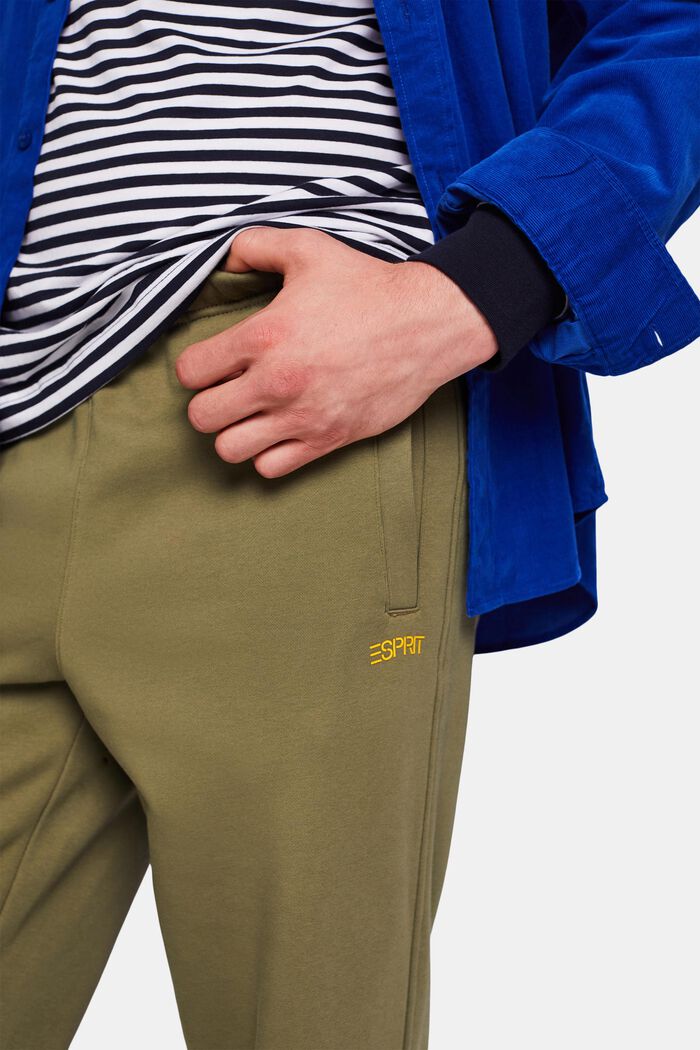 Teplákové kalhoty s logem, z bavlněného flísu, OLIVE, detail image number 2