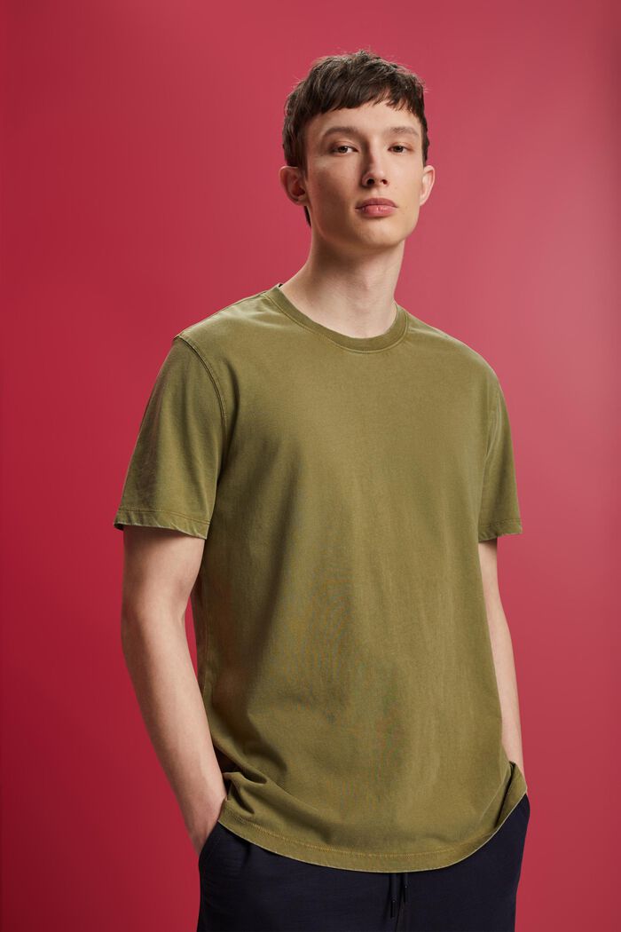 Žerzejové tričko, barvené po ušití, 100% bavlna, OLIVE, detail image number 0