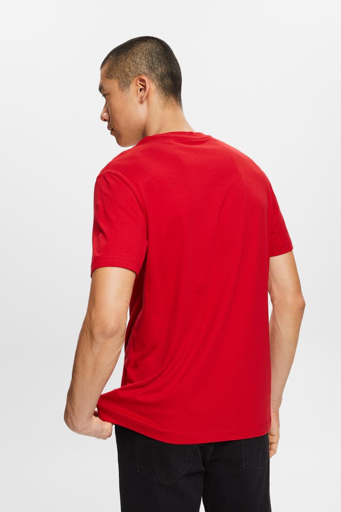 Tričko s kulatým výstřihem, z žerzeje z bavlny pima, DARK RED, detail image number 3