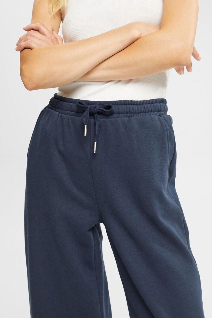Teplákové kalhoty, střední pas, široké nohavice, NAVY, detail image number 4