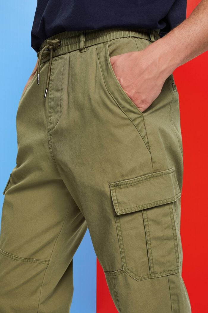 Bavlněné cargo kalhoty se zúženými nohavicemi, OLIVE, detail image number 2