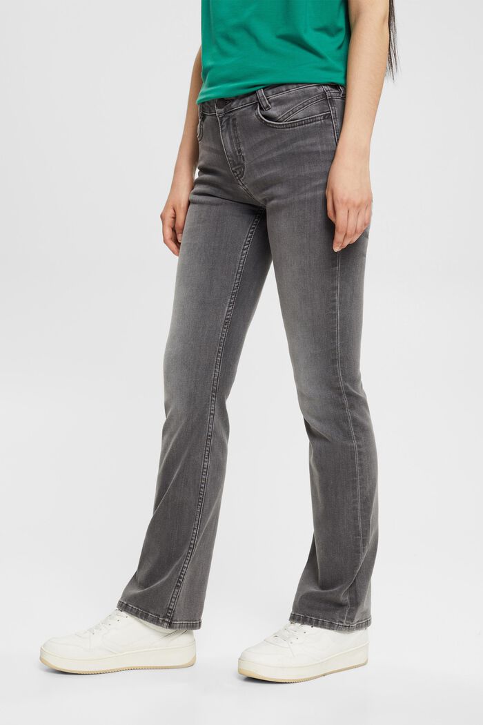 Bootcut strečové džíny se středně vysokým pasem, GREY MEDIUM WASHED, detail image number 1
