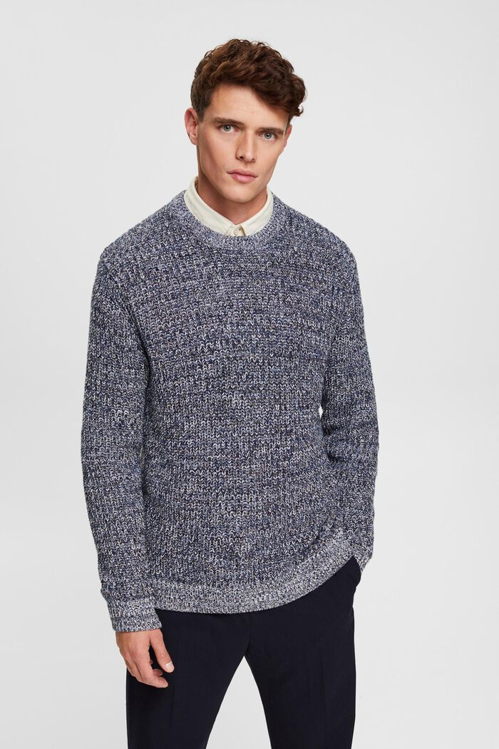 Vícebarevný pletený pulovr, NAVY, detail image number 0