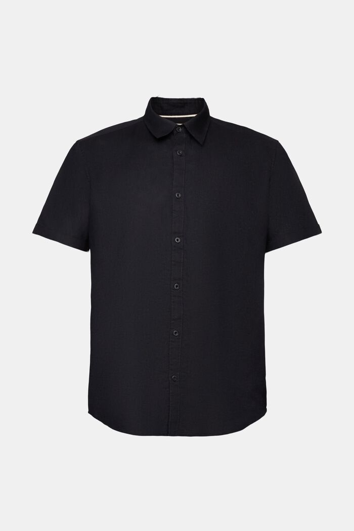 Košile, krátký rukáv, směs s bavlnou a lnem, BLACK, detail image number 5