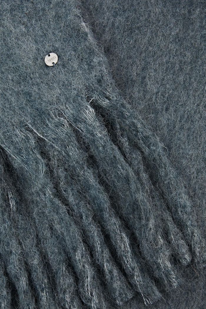 Pletená šála s roztřepenými okraji, PETROL BLUE, detail image number 1