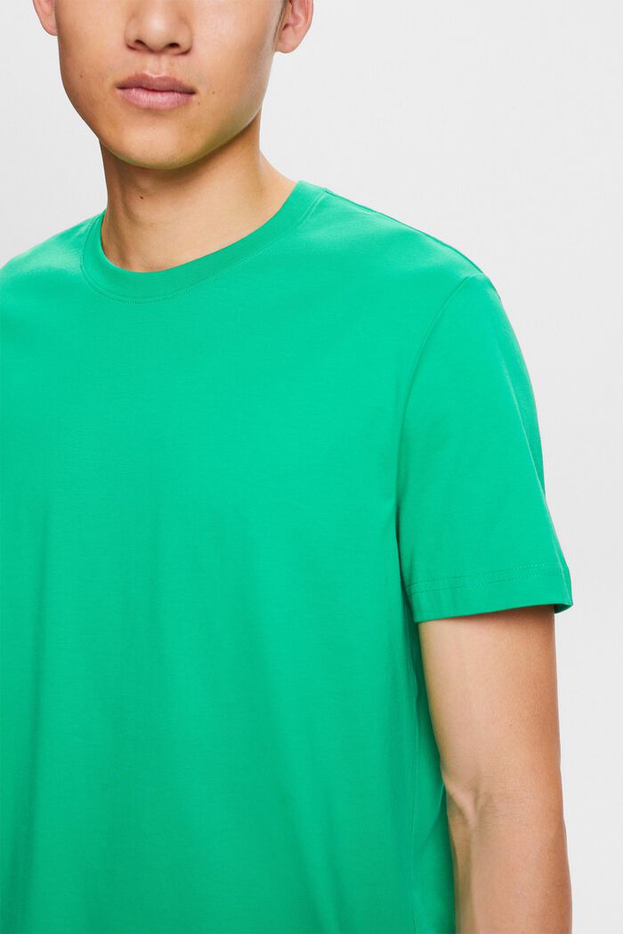Tričko s kulatým výstřihem, z žerzeje z bavlny pima, GREEN, detail image number 2