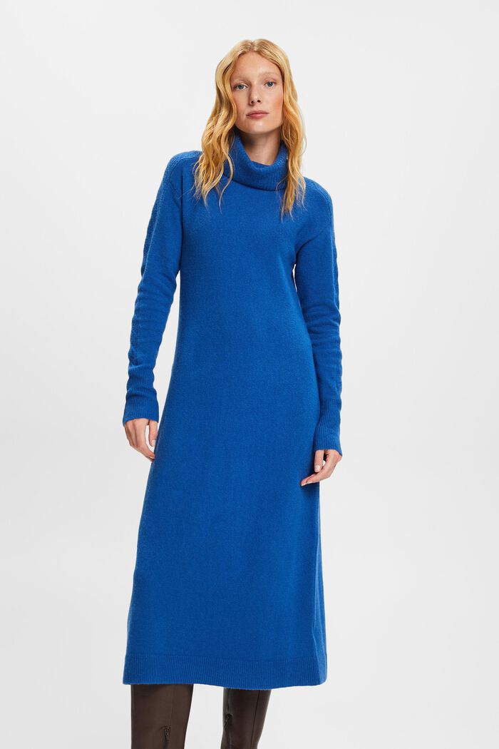 Midi šaty s nízkým rolákem, BRIGHT BLUE, detail image number 2