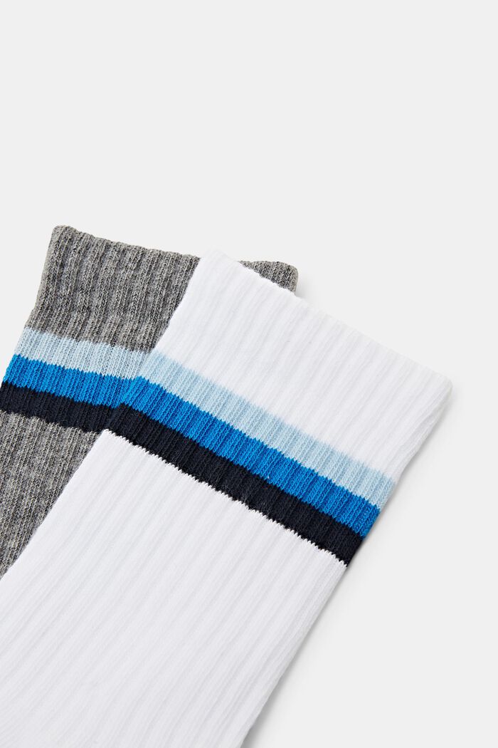 2 páry žebrovaných ponožek s proužky, WHITE/DARK GREY, detail image number 1