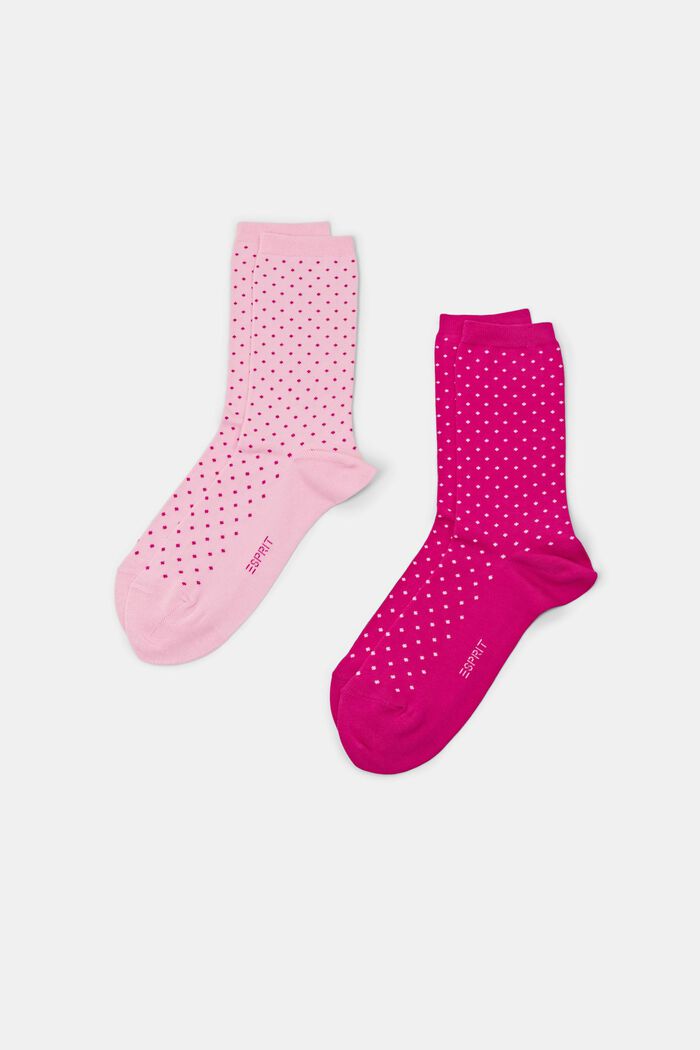 2 páry ponožek s puntíky, bio bavlna, ROSE / PINK, detail image number 0