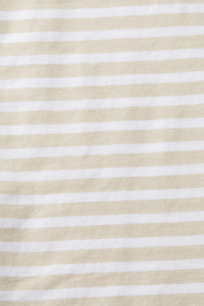 Proužkované bavlněné tričko s lodičkovým výstřihem, LIGHT TAUPE, detail image number 5