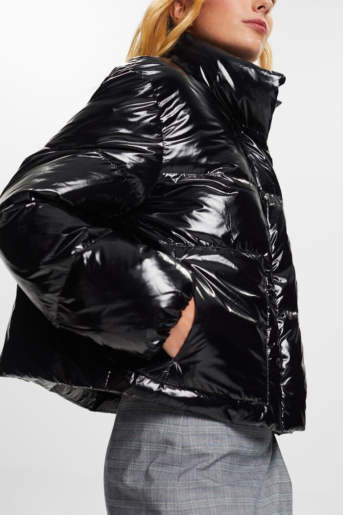 Lesklá péřová bunda, BLACK, detail image number 4