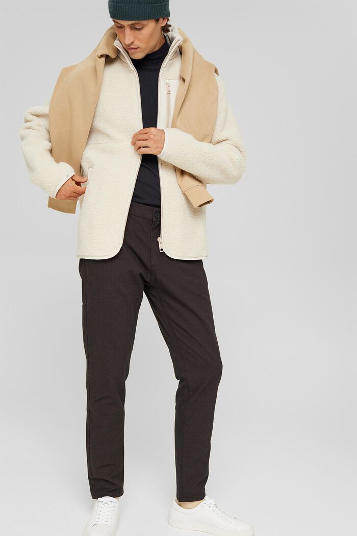 Chino kalhoty, počesaná tkanina, DARK BROWN, detail image number 7