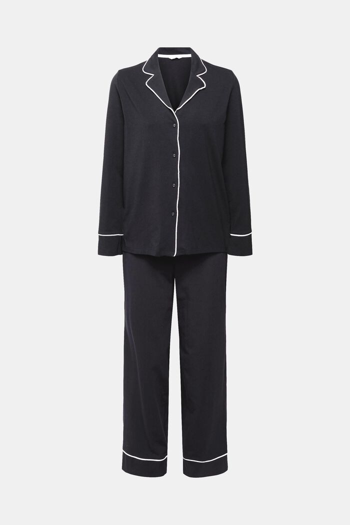 Dlouhé žerzejové pyžamo, BLACK, detail image number 2
