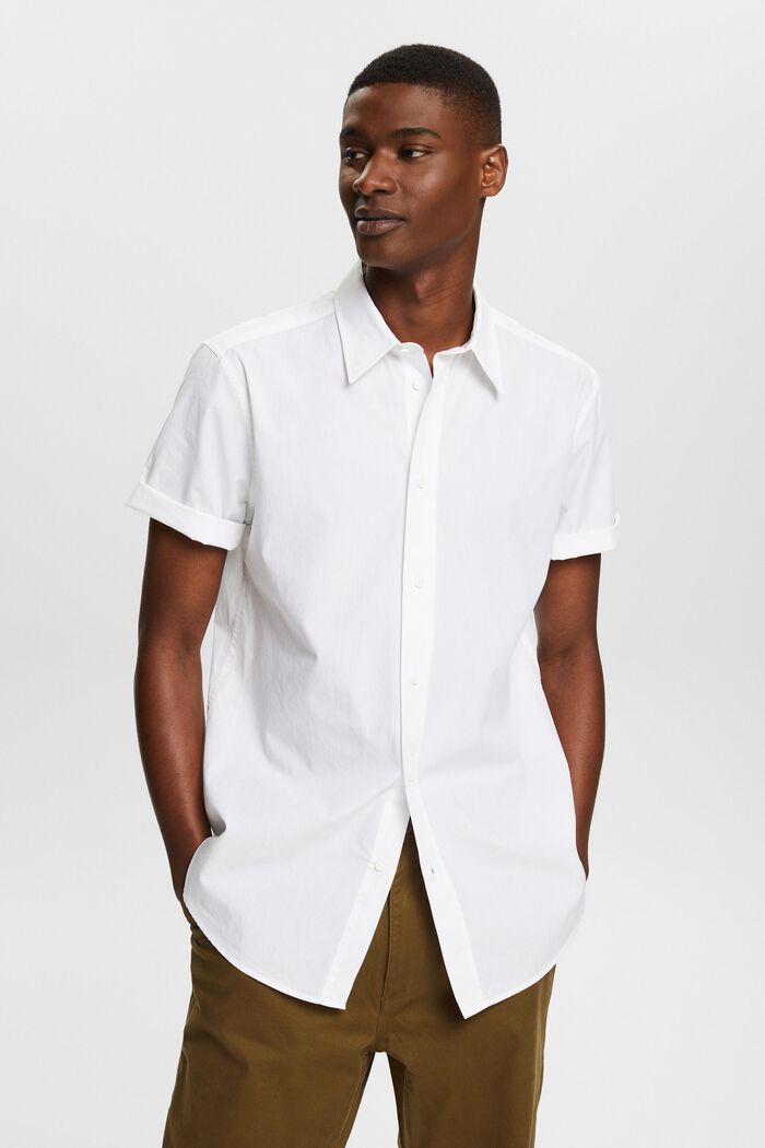 Košile s krátkým rukávem, z bavlněného popelínu, WHITE, detail image number 0