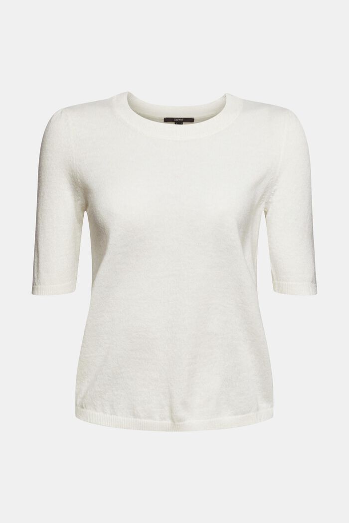 S vlnou/alpakou: pulovr s krátkými rukávy, OFF WHITE, detail image number 5