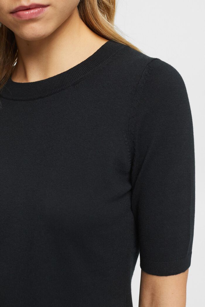 Pletený svetřík s krátkým rukávem, BLACK, detail image number 2