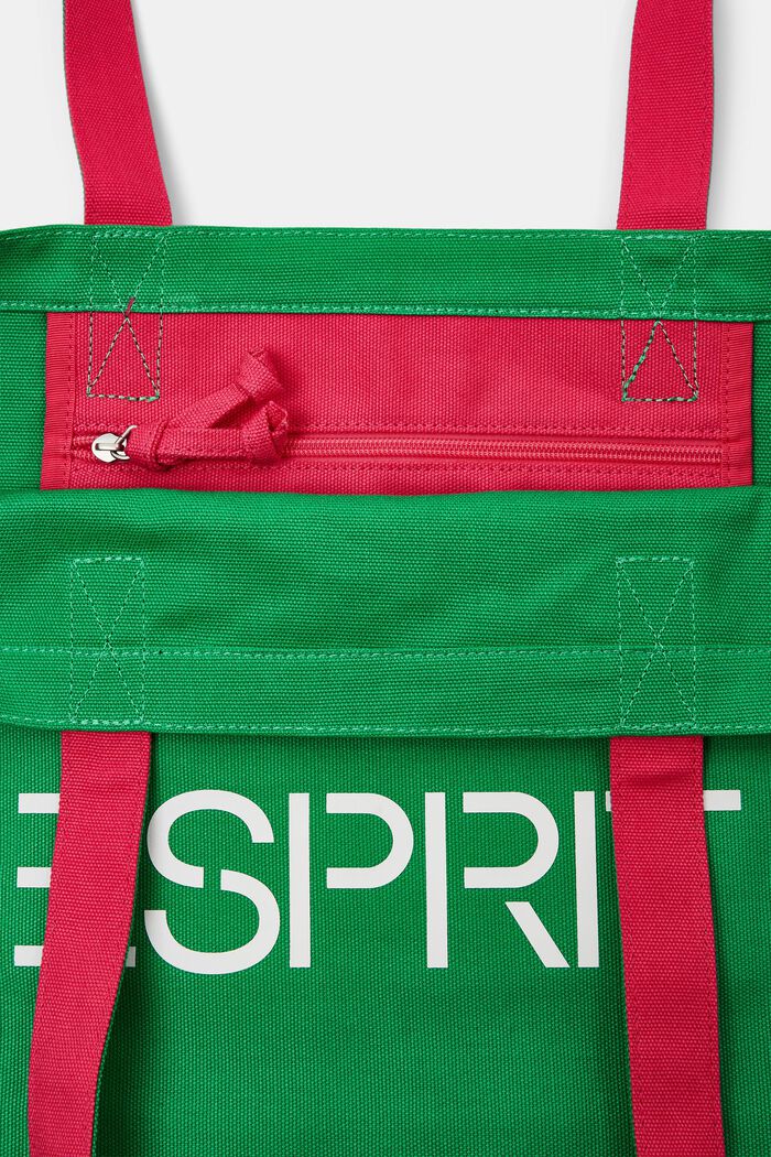 Plátěná kabelka tote s logem, GREEN, detail image number 4