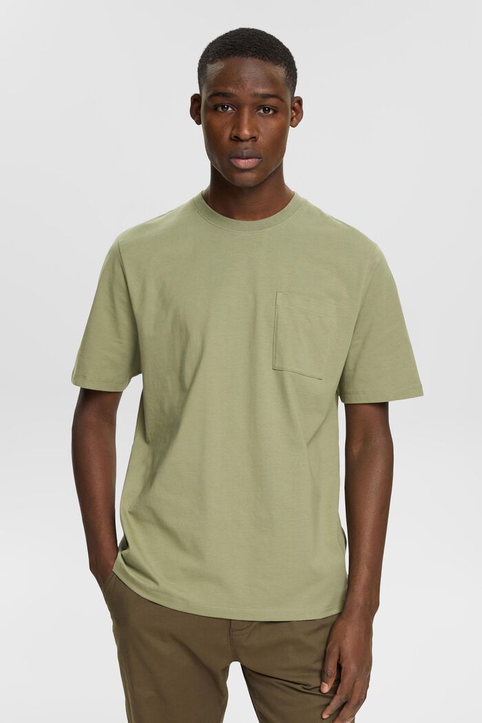 Žerzejové tričko, 100 % bavlna, LIGHT KHAKI, detail image number 0