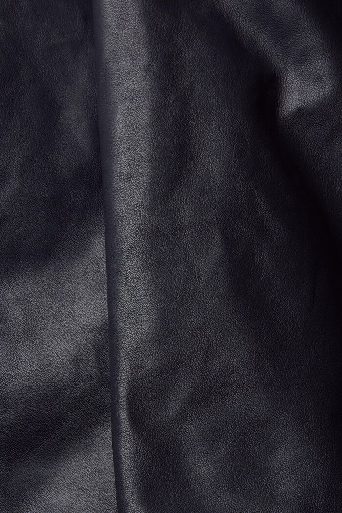 Kožená bunda s límcem z žebrové pleteniny, NAVY, detail image number 5