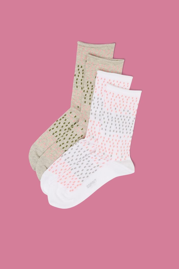 2 páry ponožek s puntíkovaným vzorem, bio bavlna, BEIGE/WHITE, detail image number 0