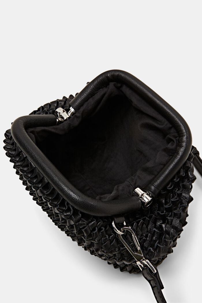 Kožená taška přes rameno, s uzly, BLACK, detail image number 2
