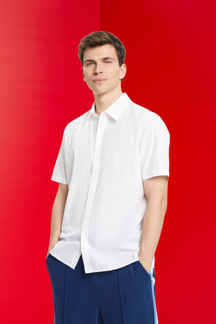 Bavlněná košile z udržitelné bavlny, s krátkým rukávem, WHITE, detail image number 0
