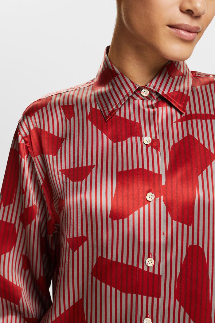 Hedvábná propínací košile na knoflíky, DARK RED, detail image number 2