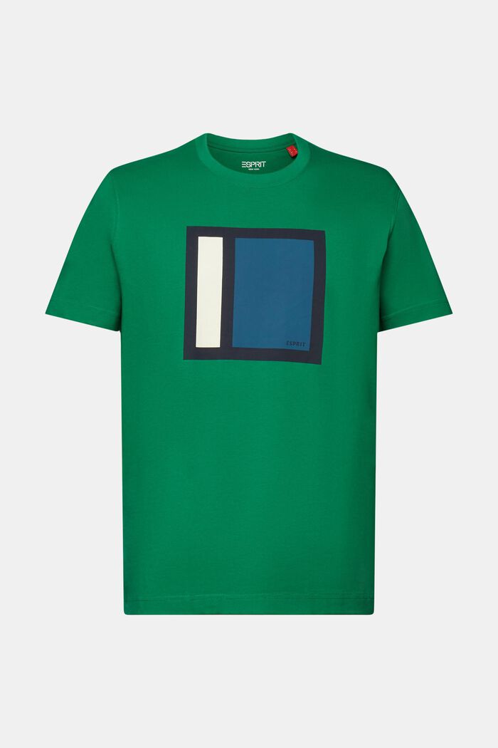 Tričko z bavlněného žerzeje, s grafickým designem, DARK GREEN, detail image number 6