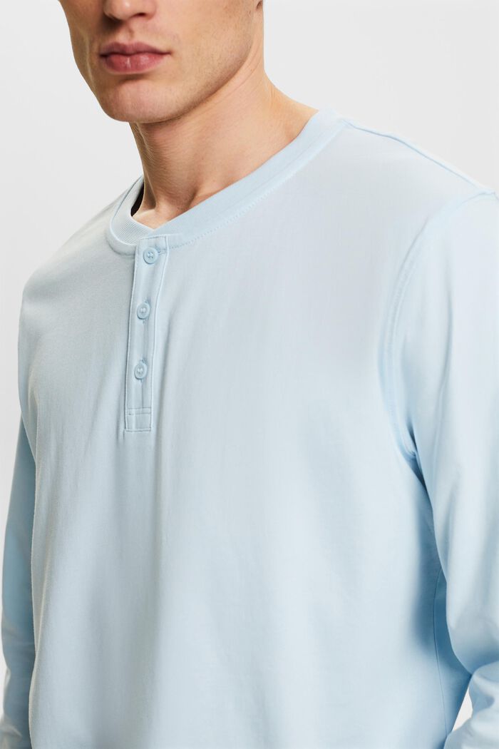 Žerzejové tričko henley, PASTEL BLUE, detail image number 2