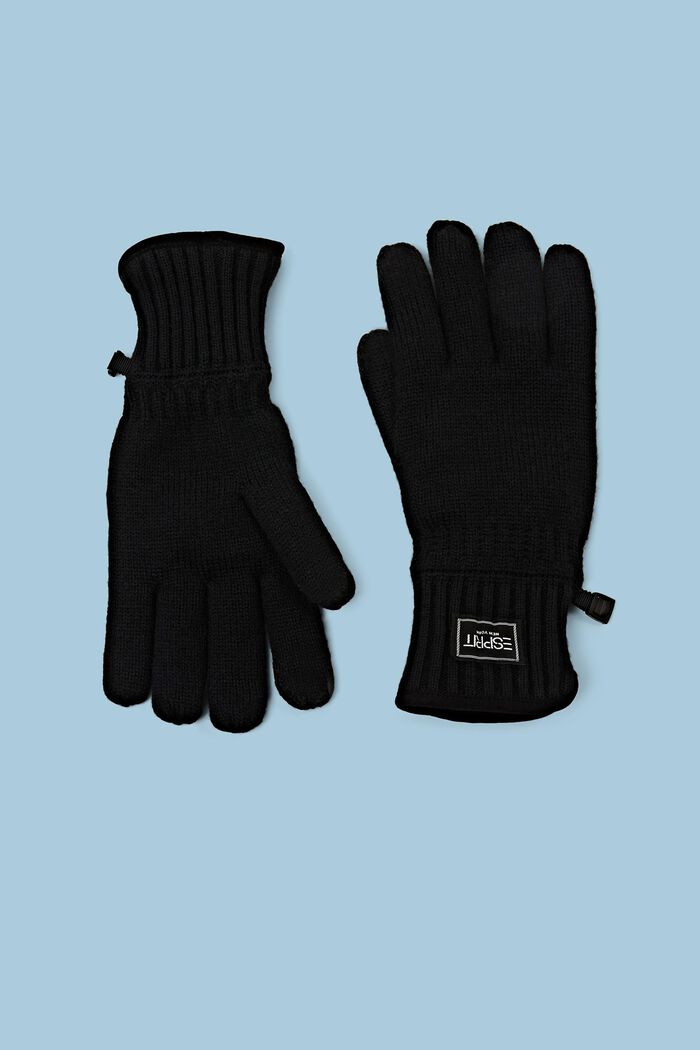 Pletené rukavice s flísovou podšívkou, BLACK, detail image number 0