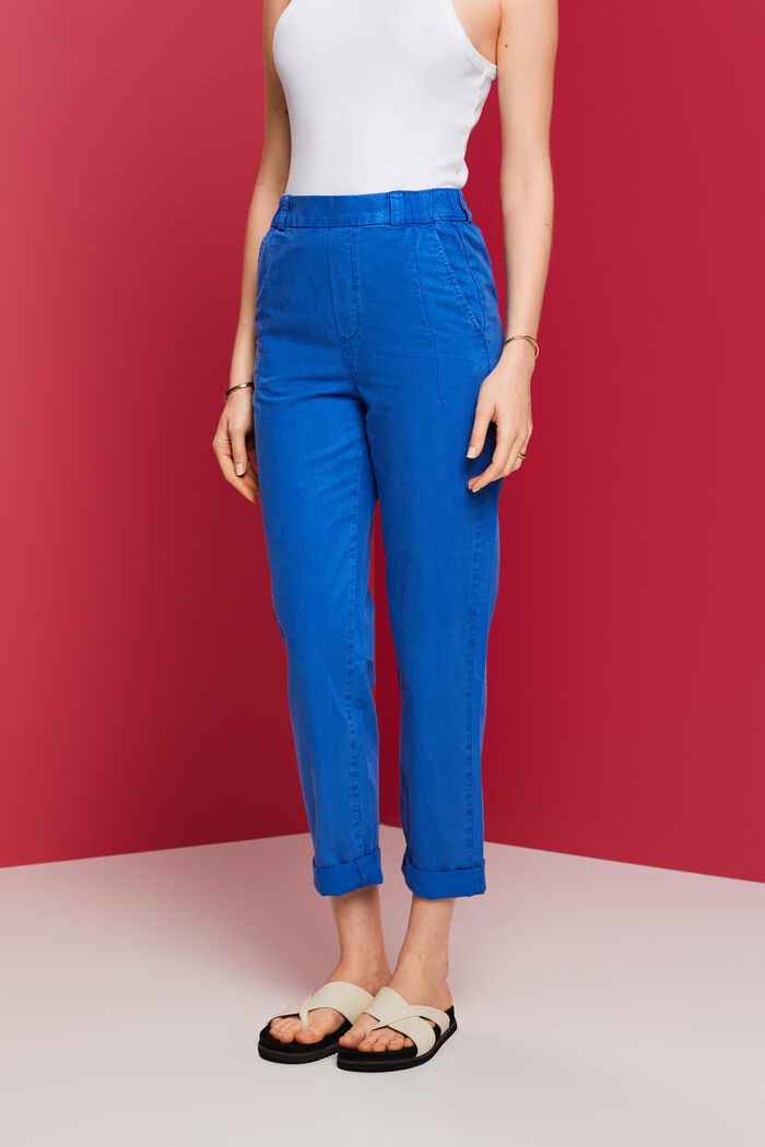 Zkrácené kalhoty chino bez zapínání, BRIGHT BLUE, detail image number 0